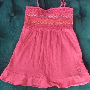 Hollister Hot Pink Smocked Sundress with Embroidered Logo